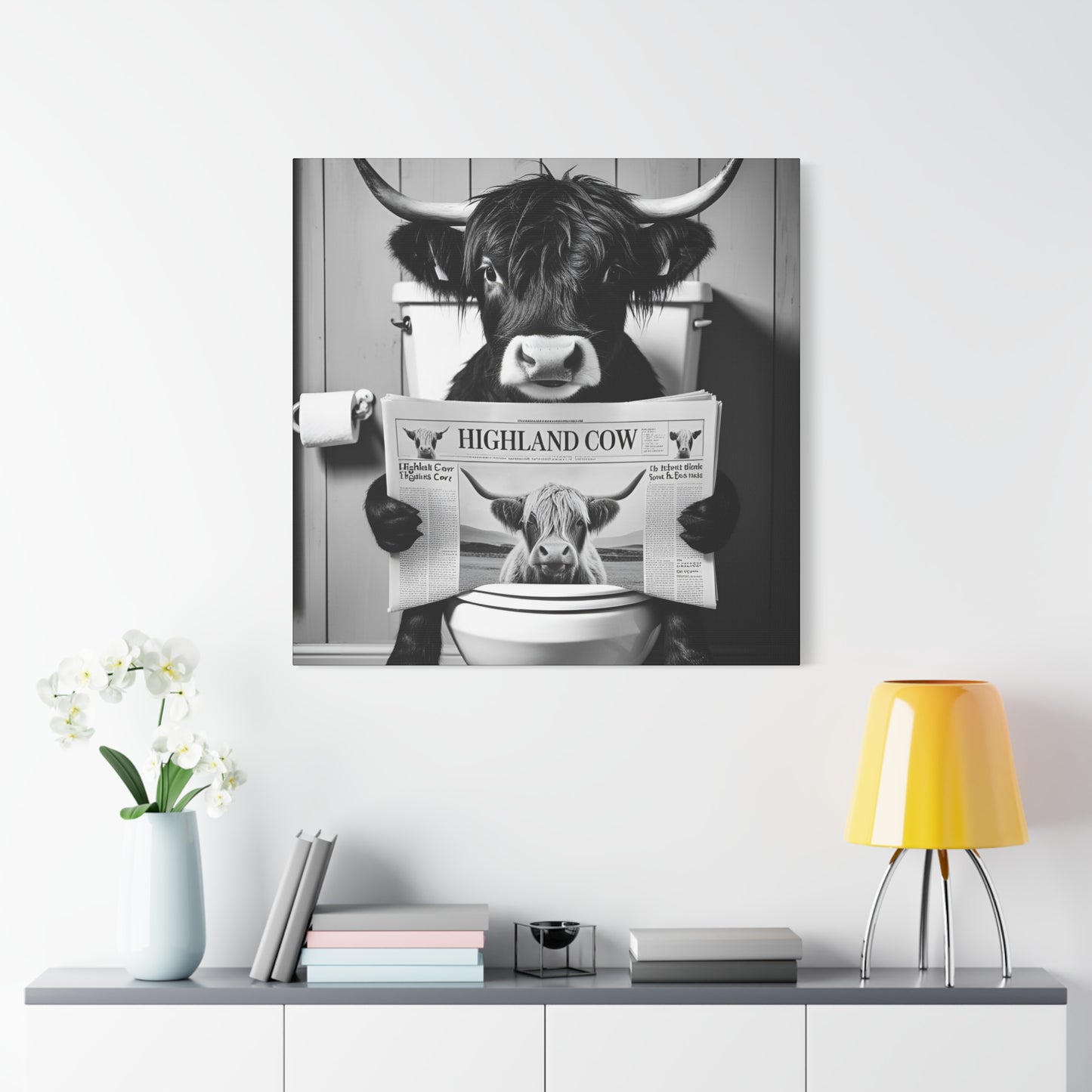 Highland Cow Toilet Funny Art