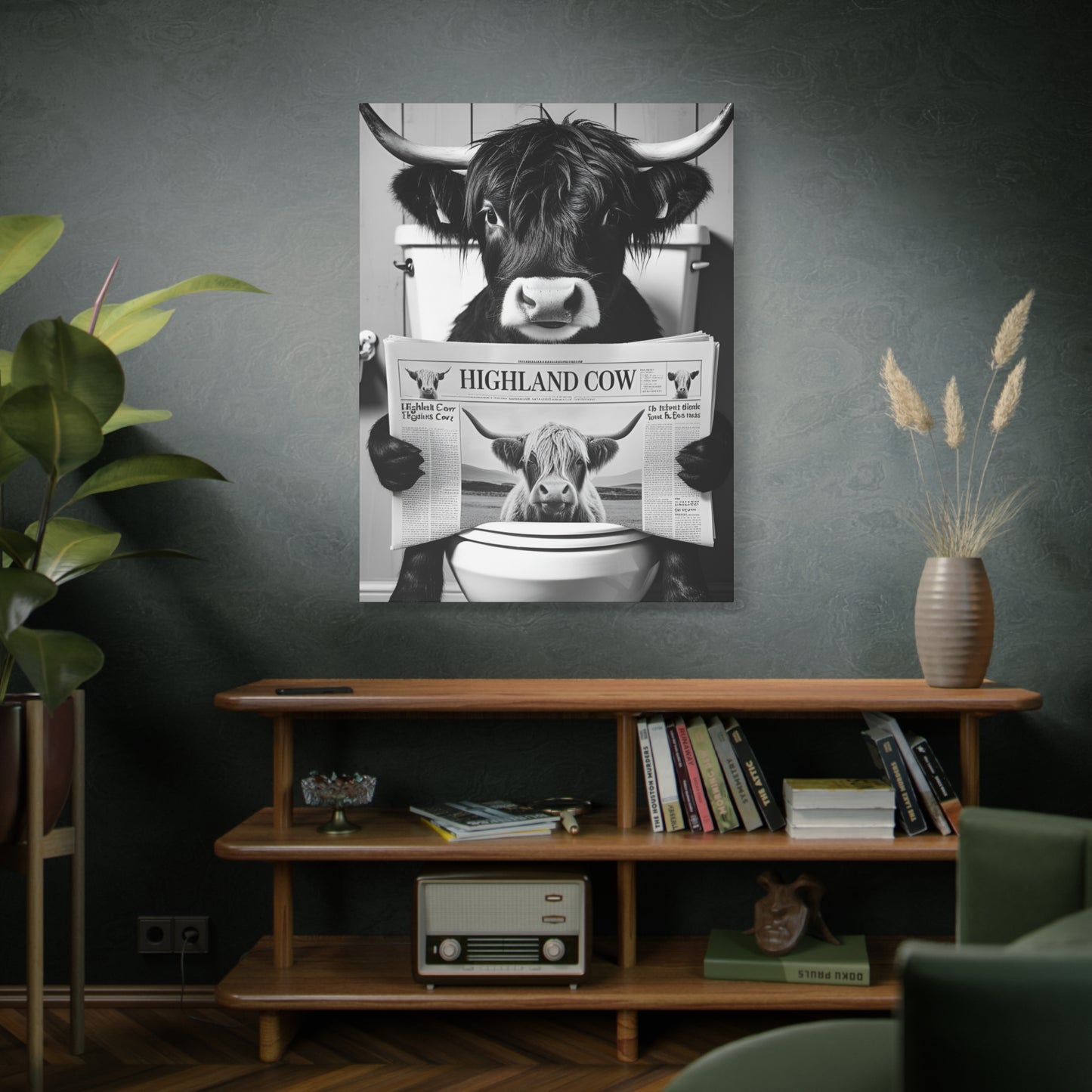 Highland Cow Toilet Funny Art