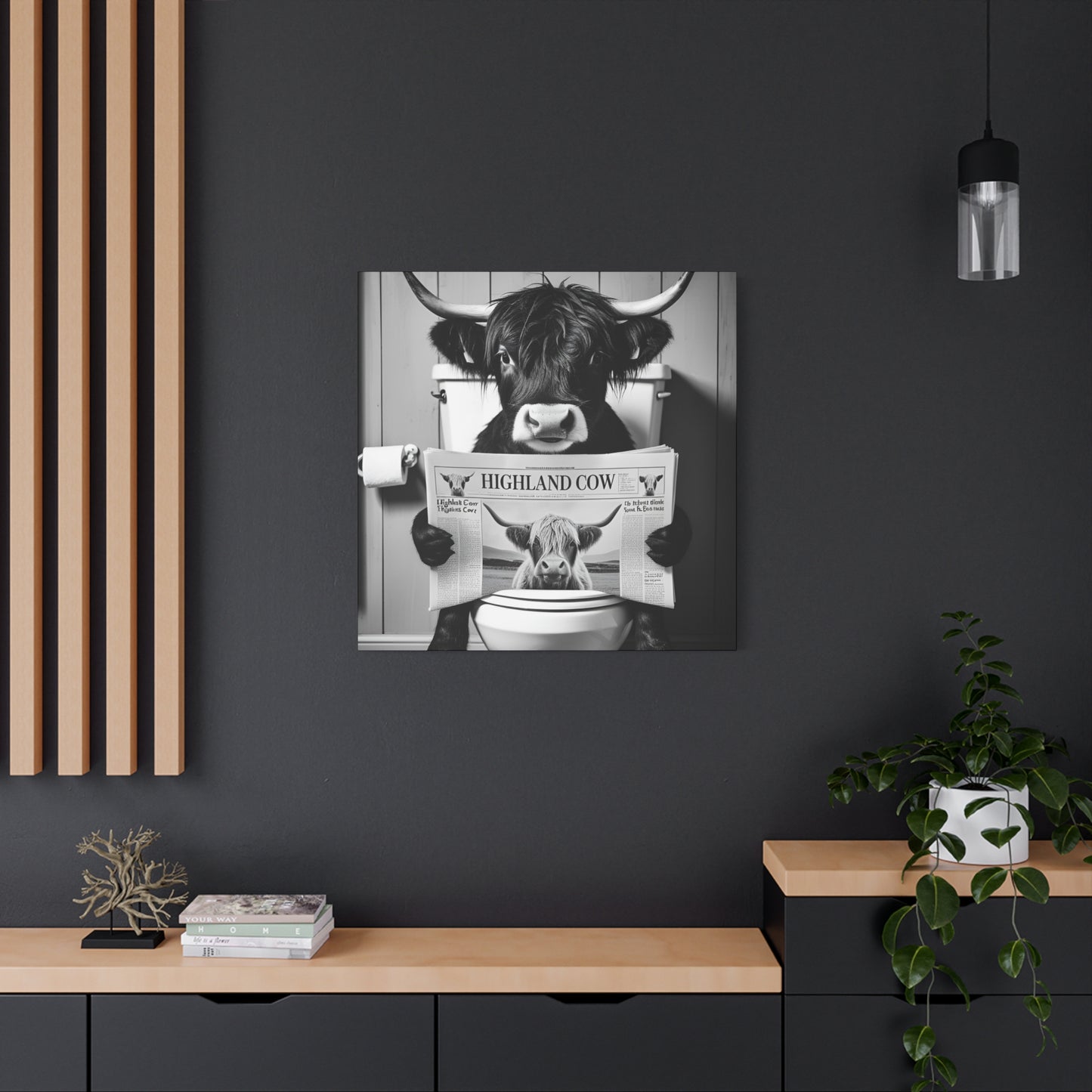 Highland Cow Toilet Funny Art