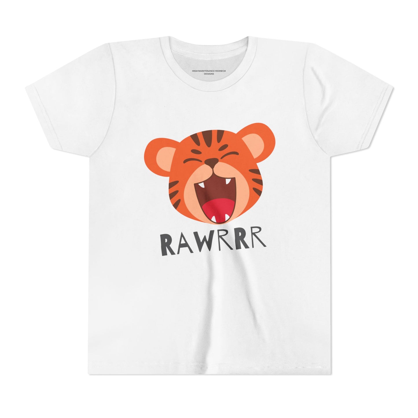 Cute Tiger RAWR Short Sleeve Tee for Kids, Fun Summer Shirt, Animal T-Shirt, Birthday Gift, Playdate Clothing