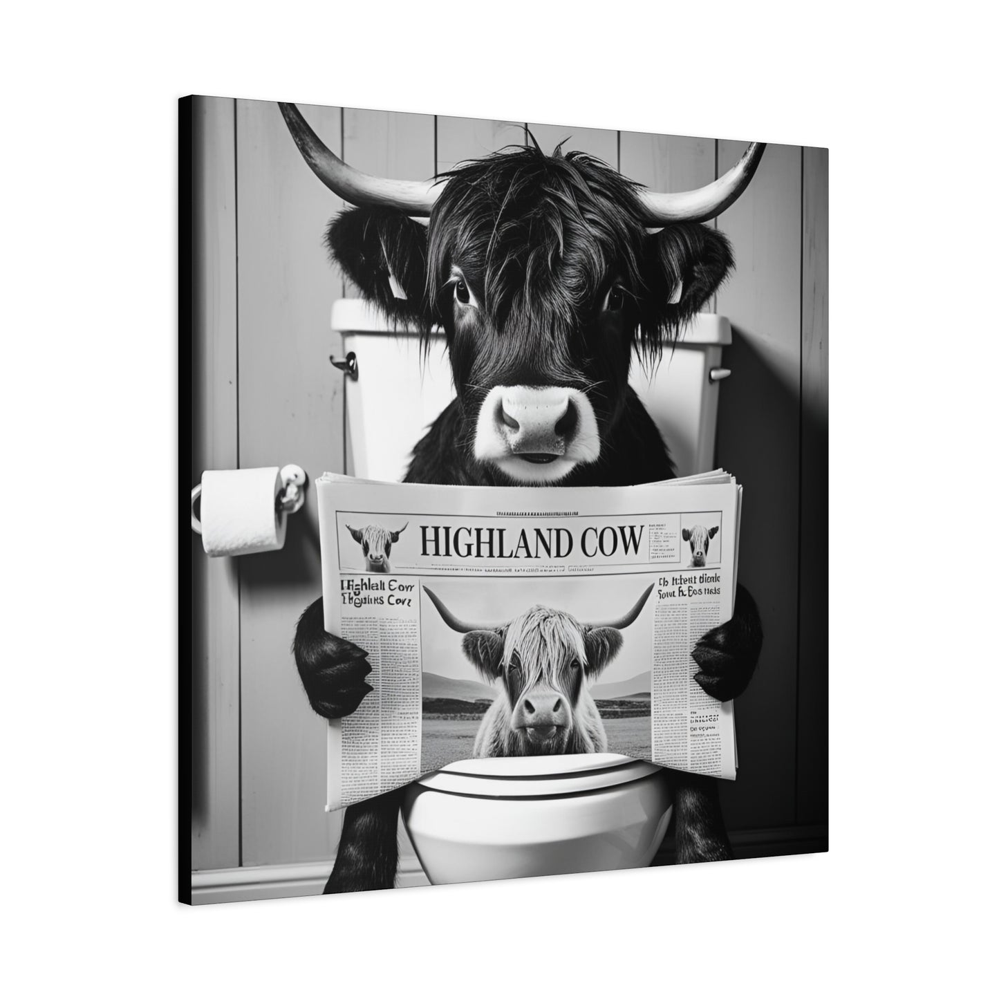 Highland Cow Toilet Funny Art