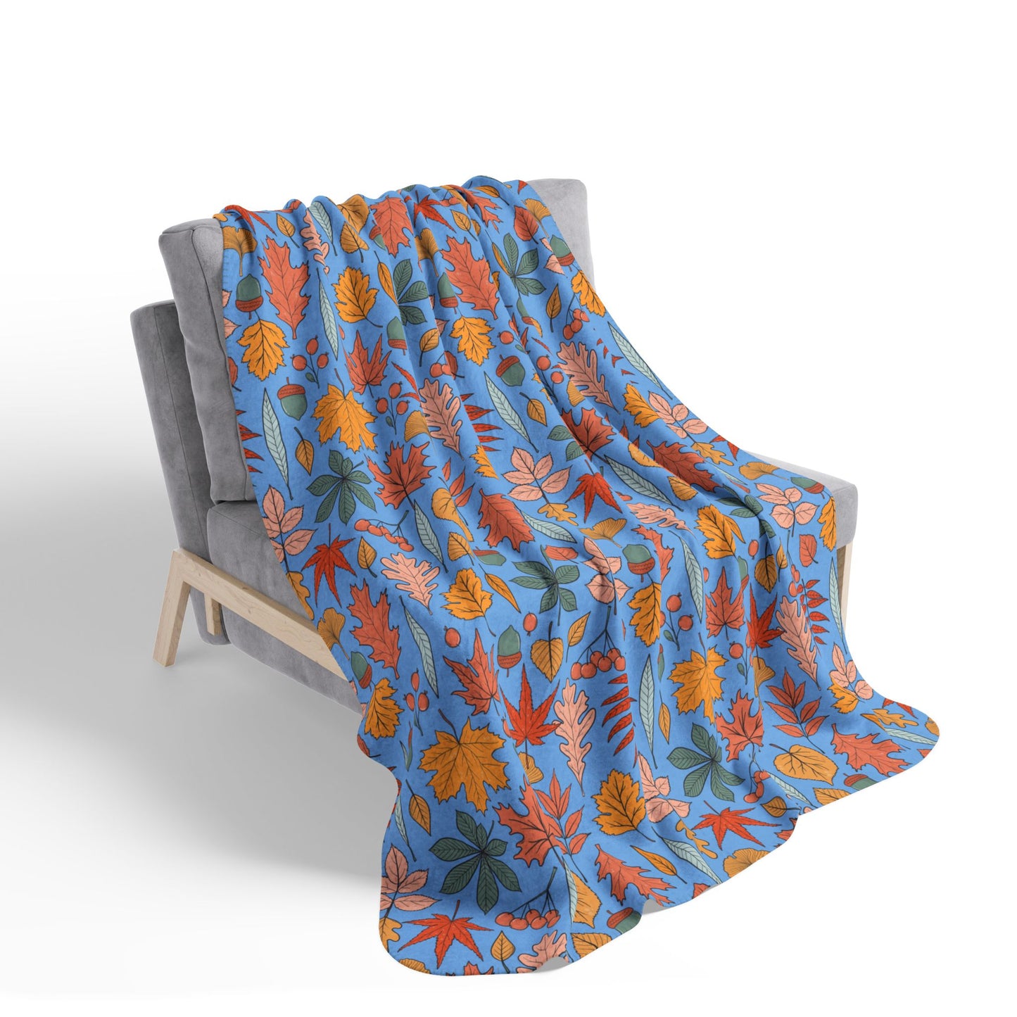 Autumn Leaves Fleece Sherpa Blanket