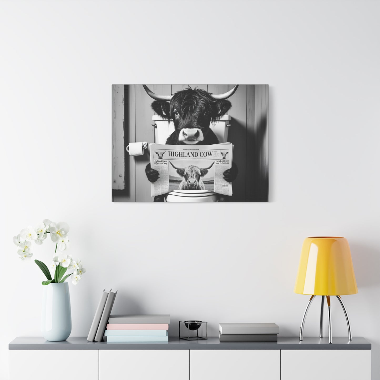 Highland Cow Toilet Funny Art
