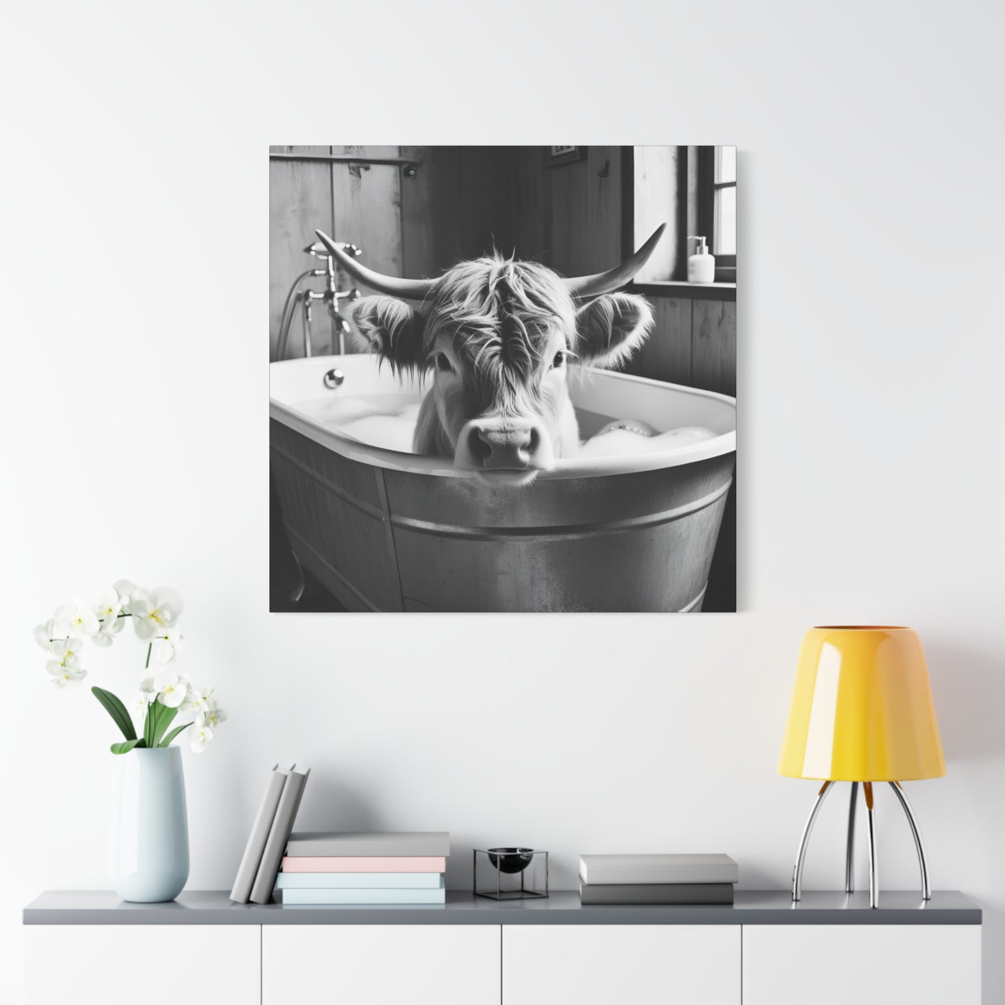 Highland Cow Bubbles Wall Art