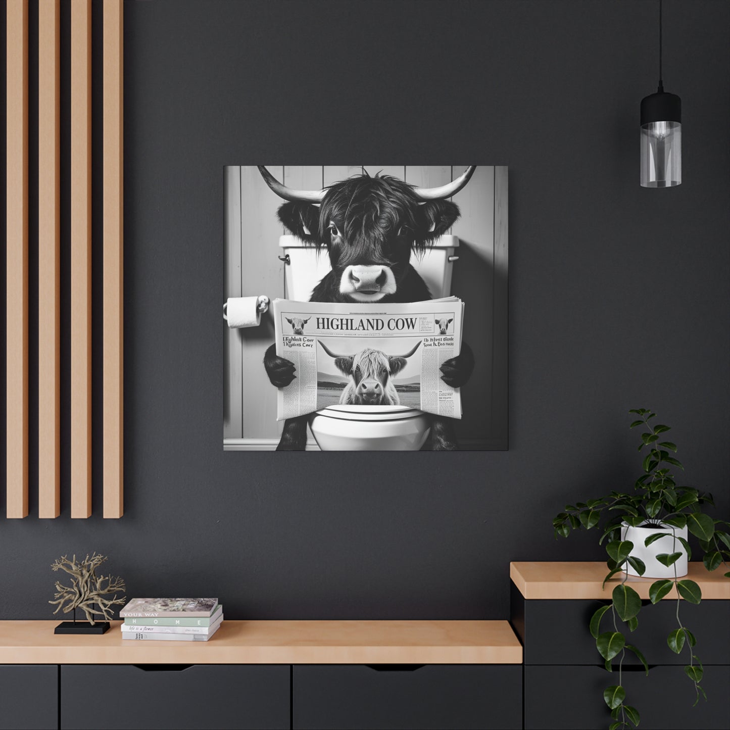 Highland Cow Toilet Funny Art