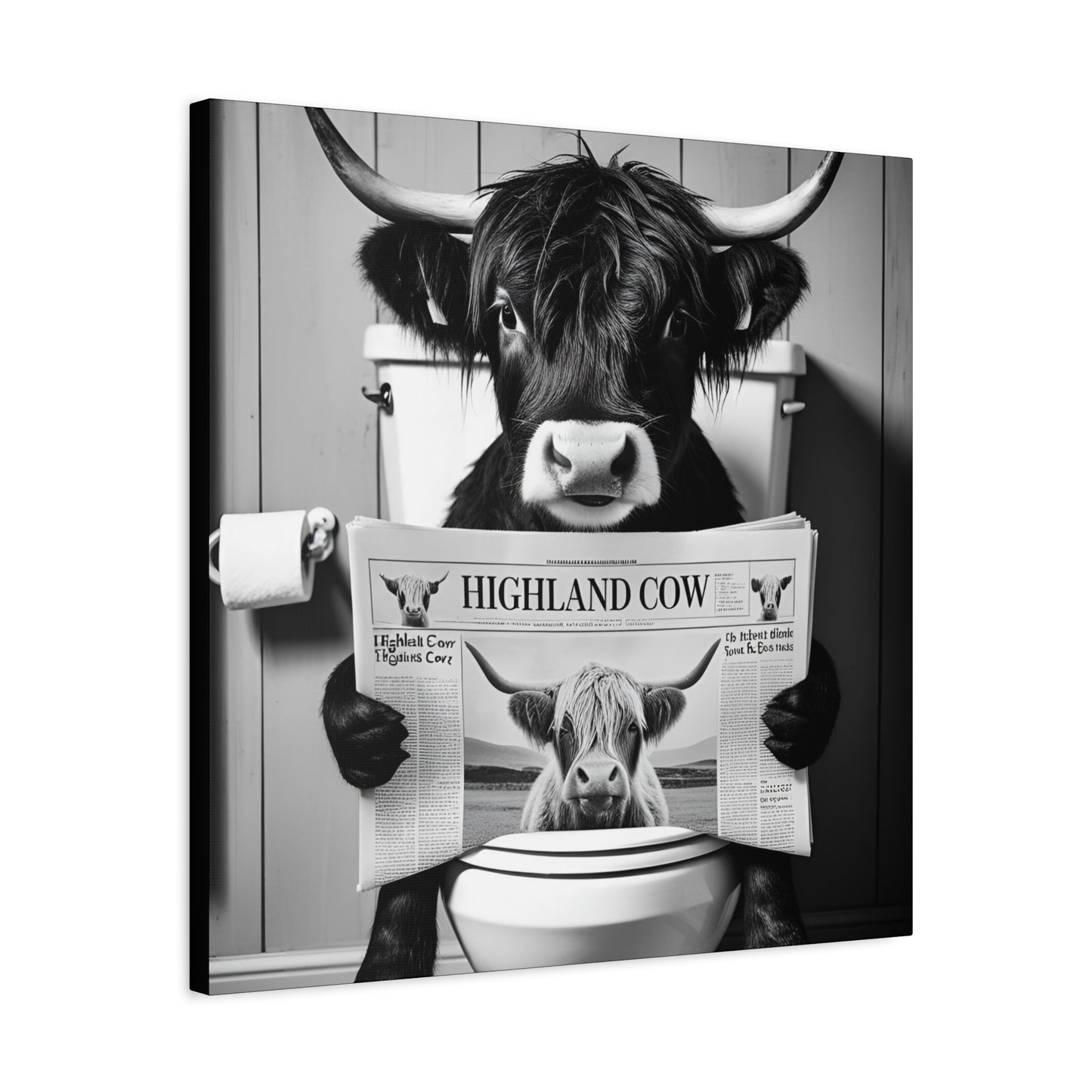 Highland Cow Toilet Funny Art