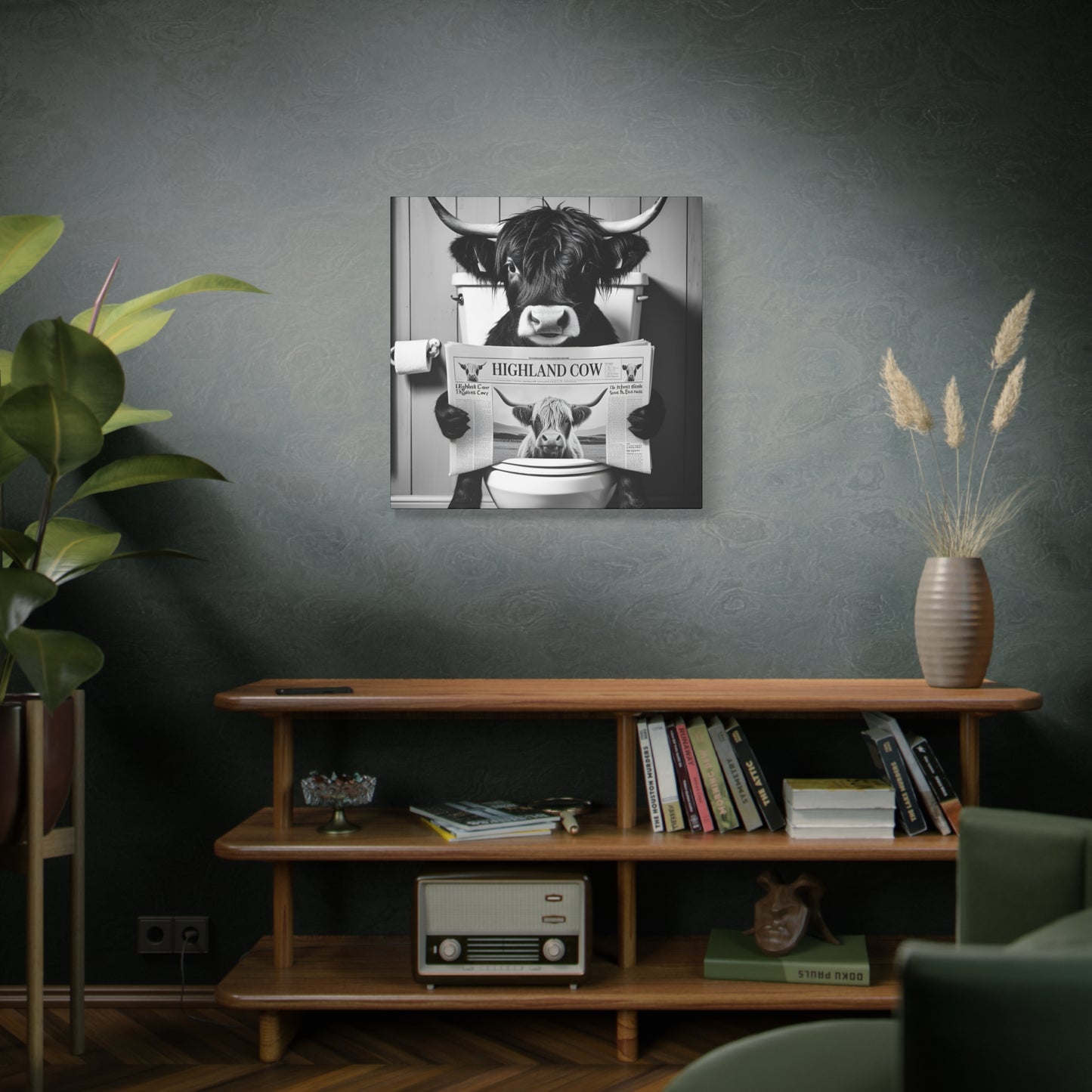 Highland Cow Toilet Funny Art