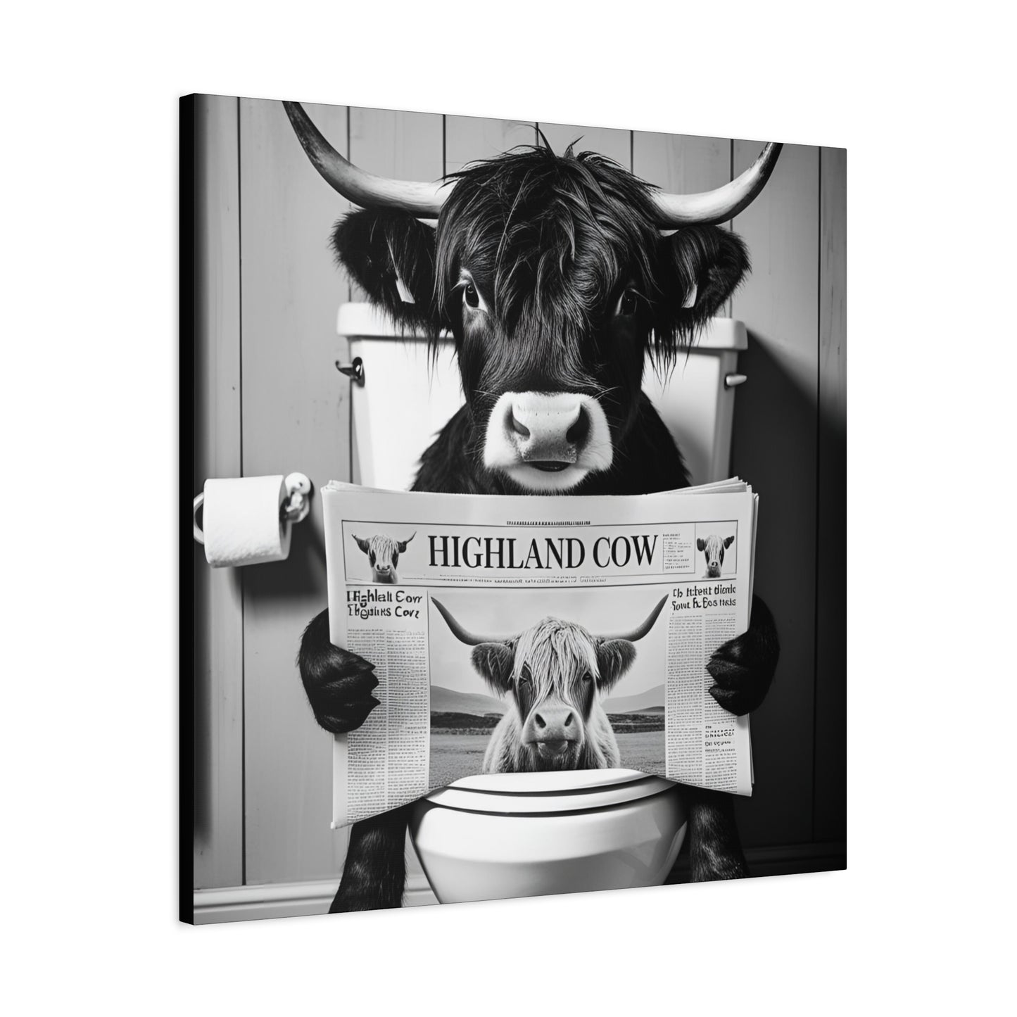 Highland Cow Toilet Funny Art