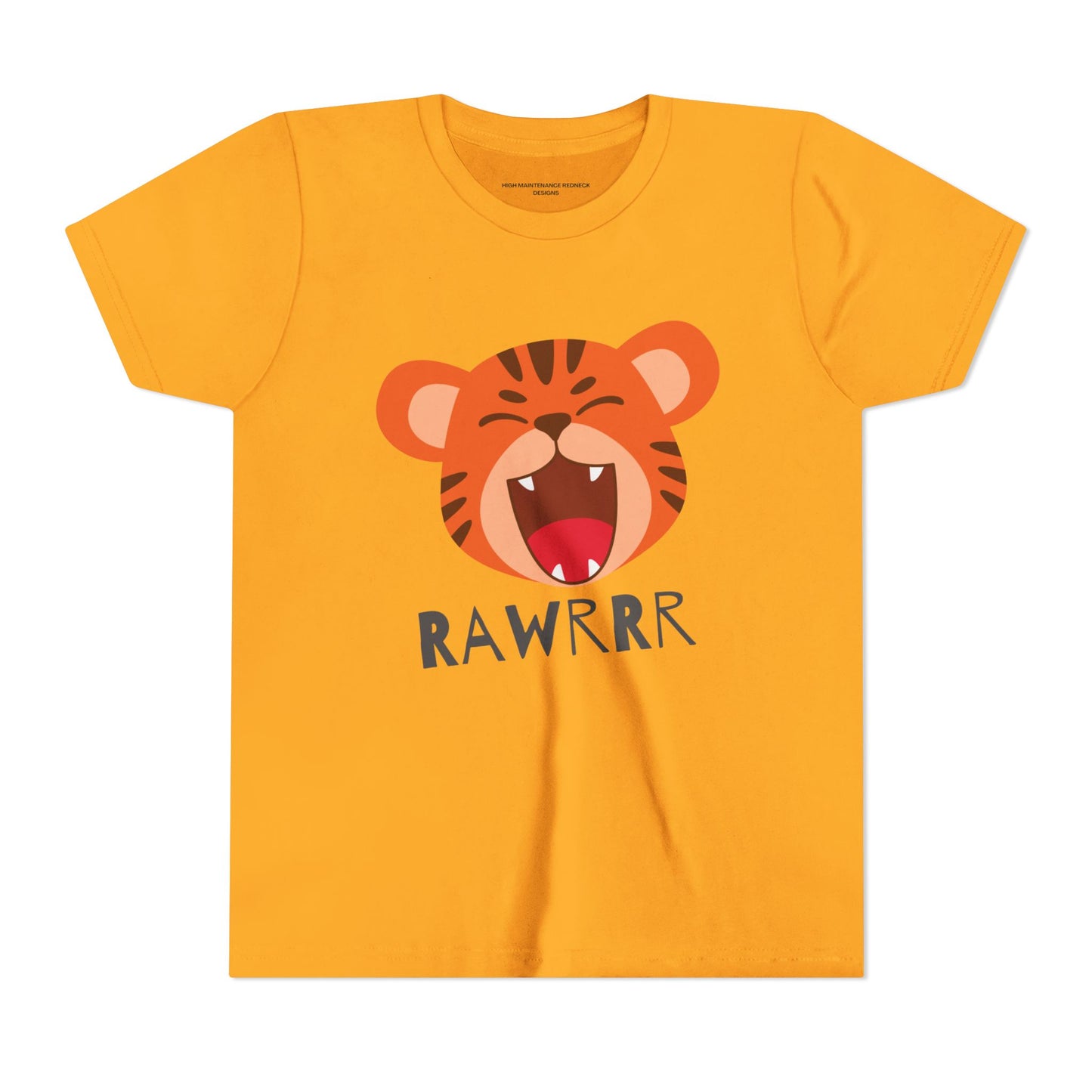 Cute Tiger RAWR Short Sleeve Tee for Kids, Fun Summer Shirt, Animal T-Shirt, Birthday Gift, Playdate Clothing