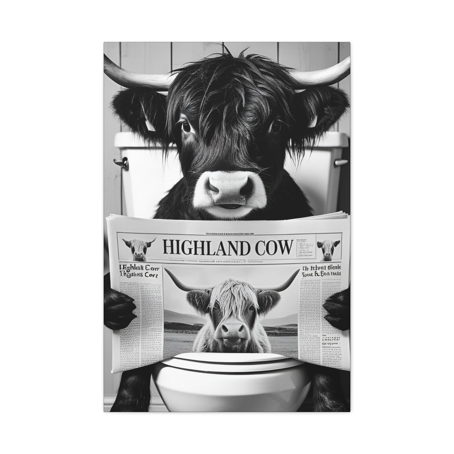 Highland Cow Toilet Funny Art