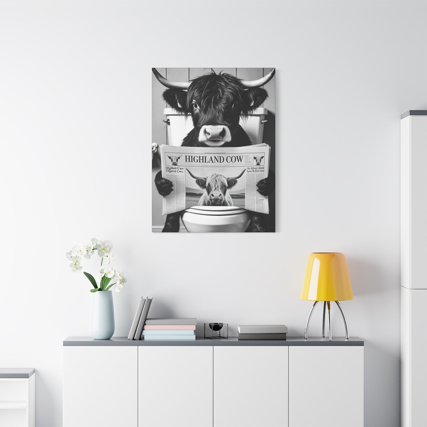 Highland Cow Toilet Funny Art