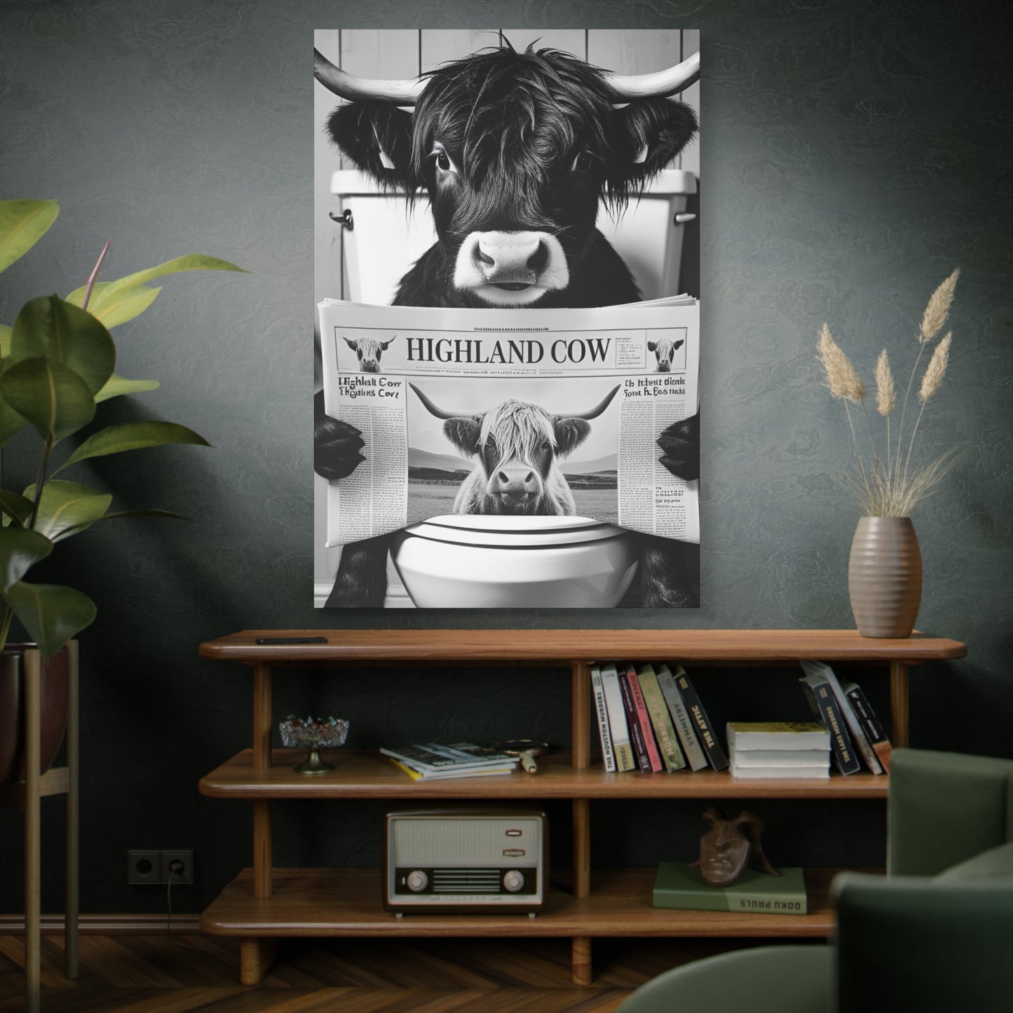 Highland Cow Toilet Funny Art