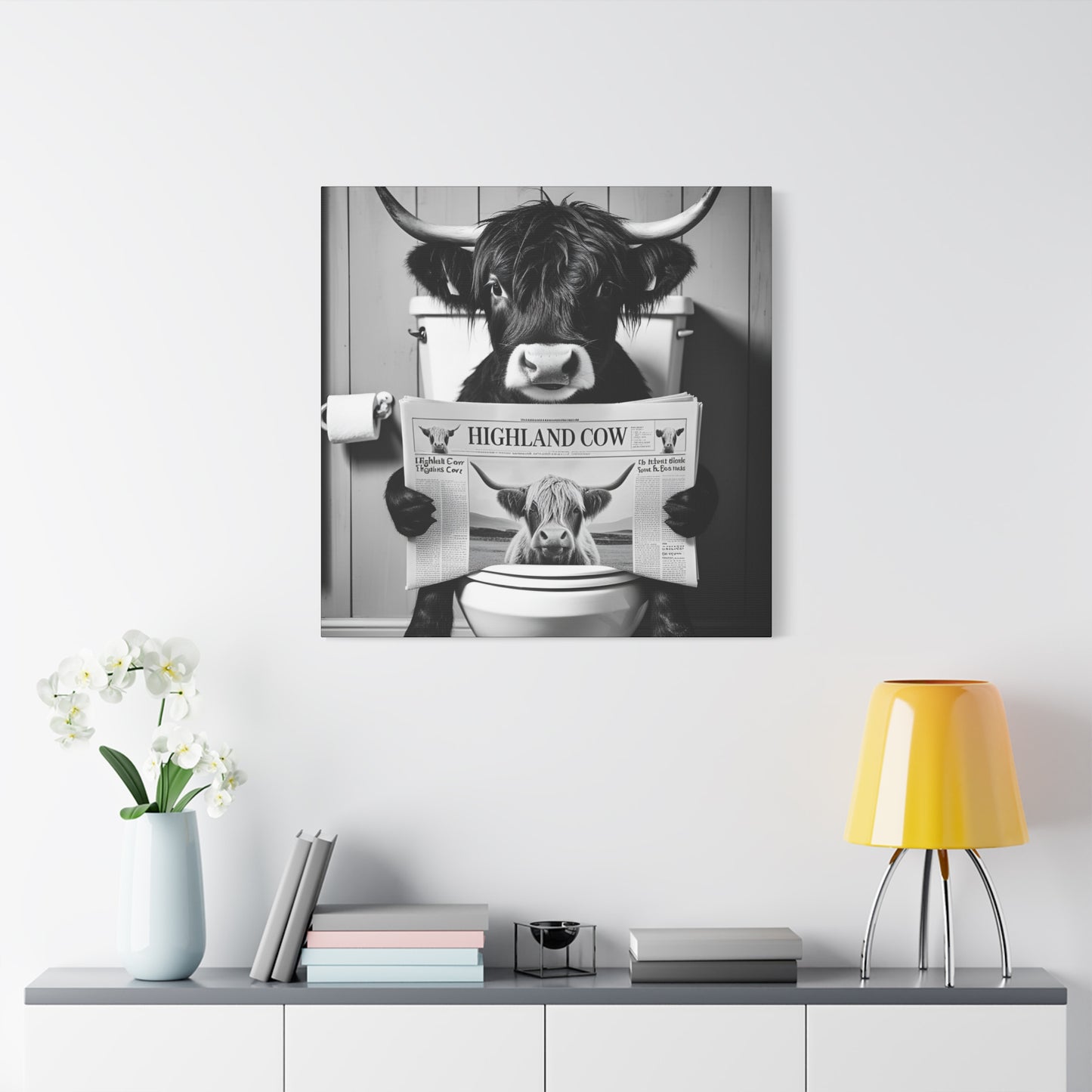 Highland Cow Toilet Funny Art