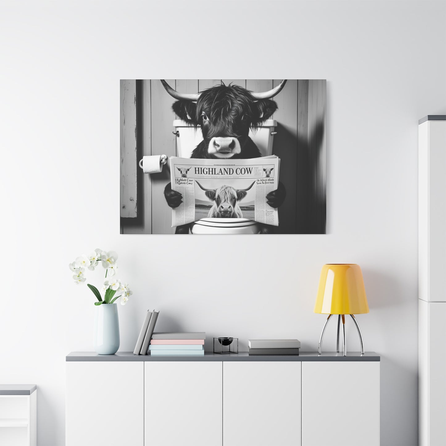 Highland Cow Toilet Funny Art