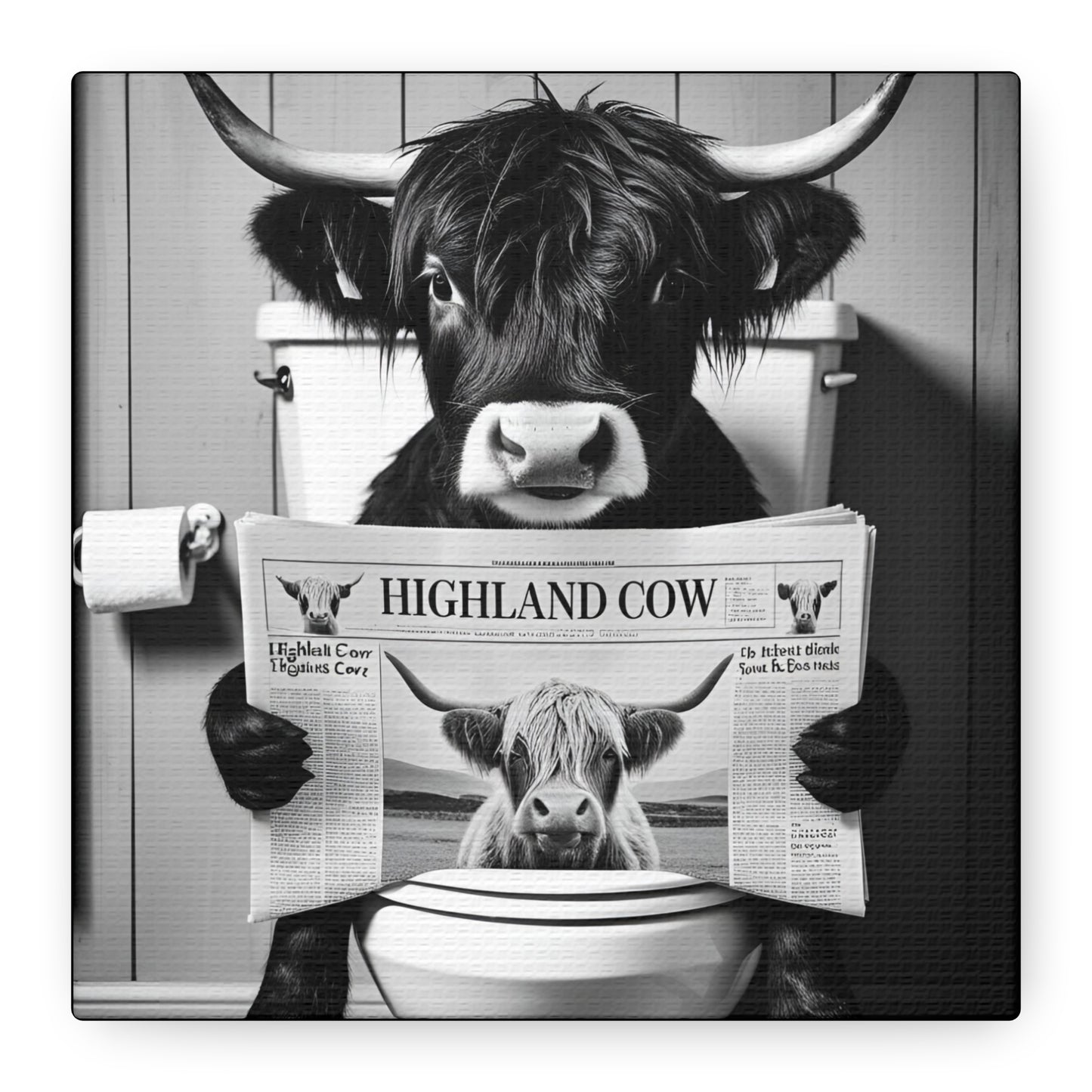 Highland Cow Toilet Funny Art