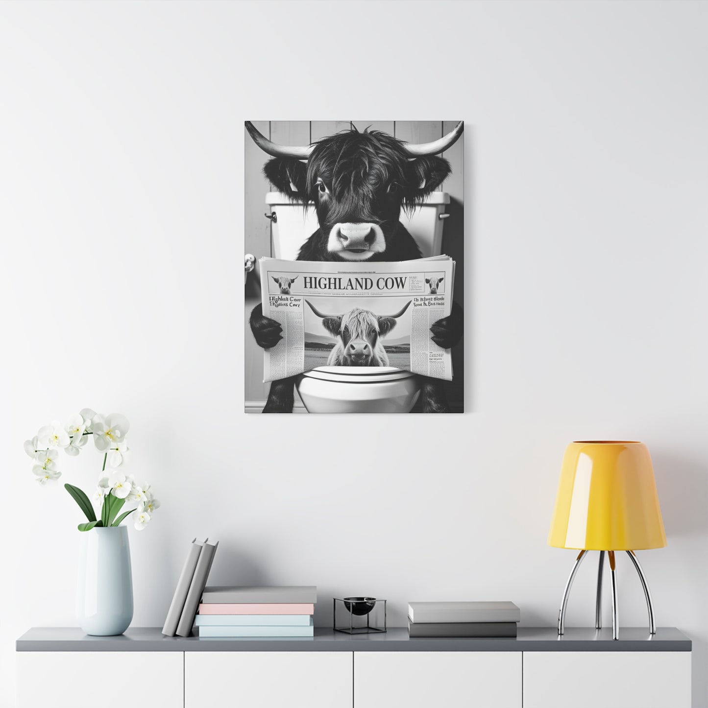 Highland Cow Toilet Funny Art