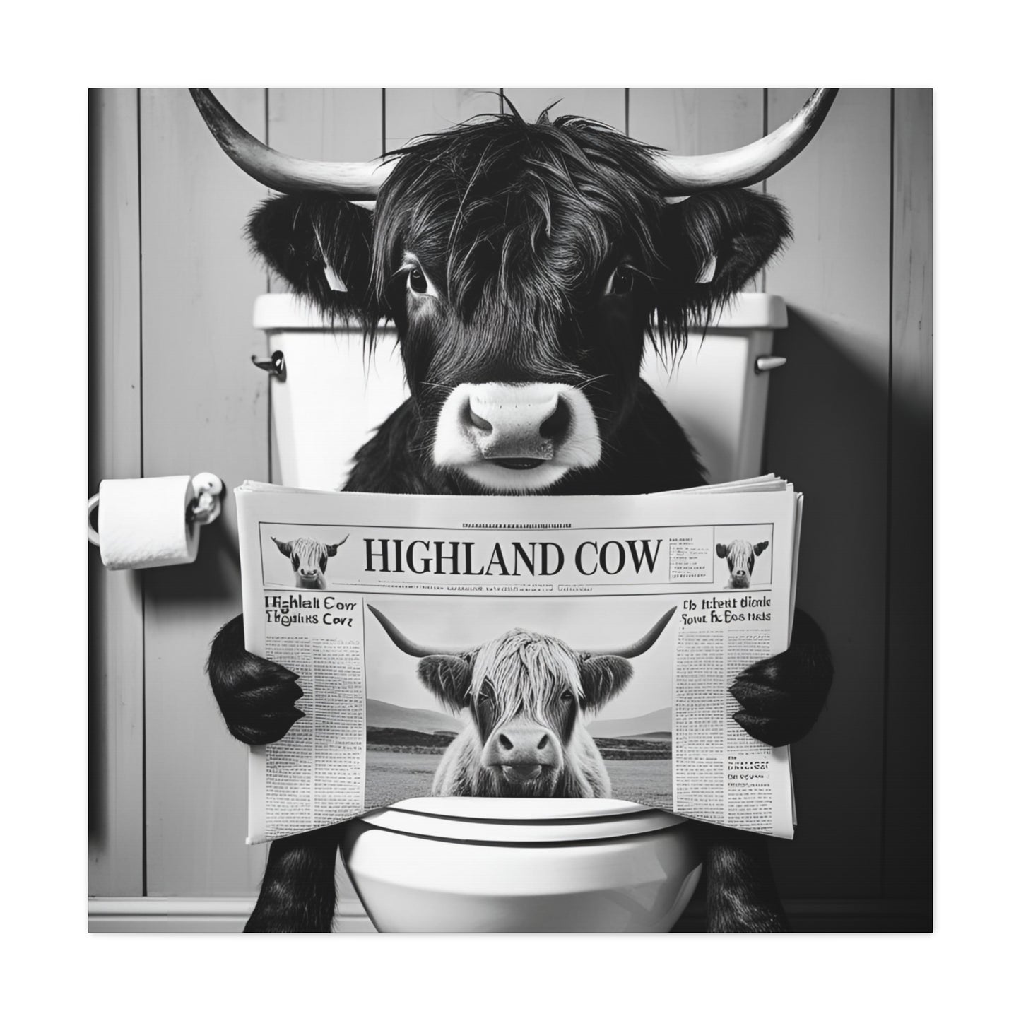 Highland Cow Toilet Funny Art