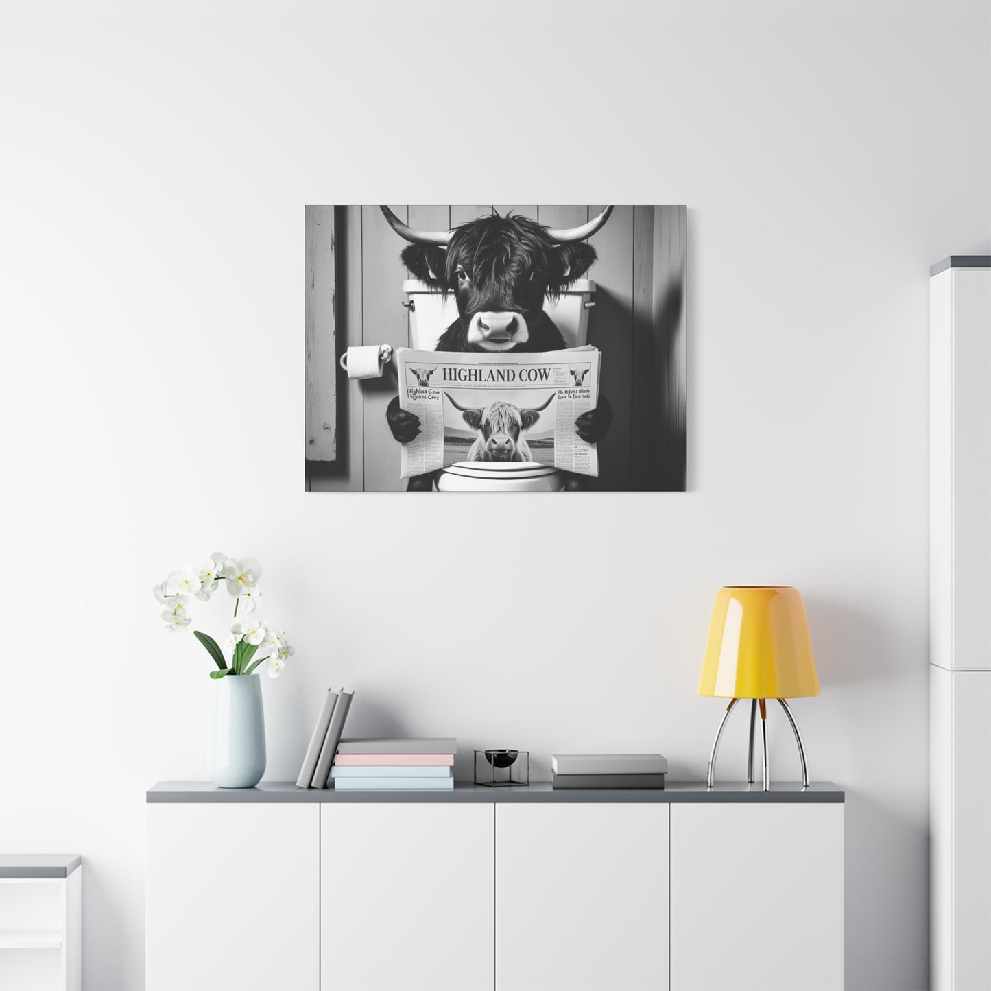 Highland Cow Toilet Funny Art