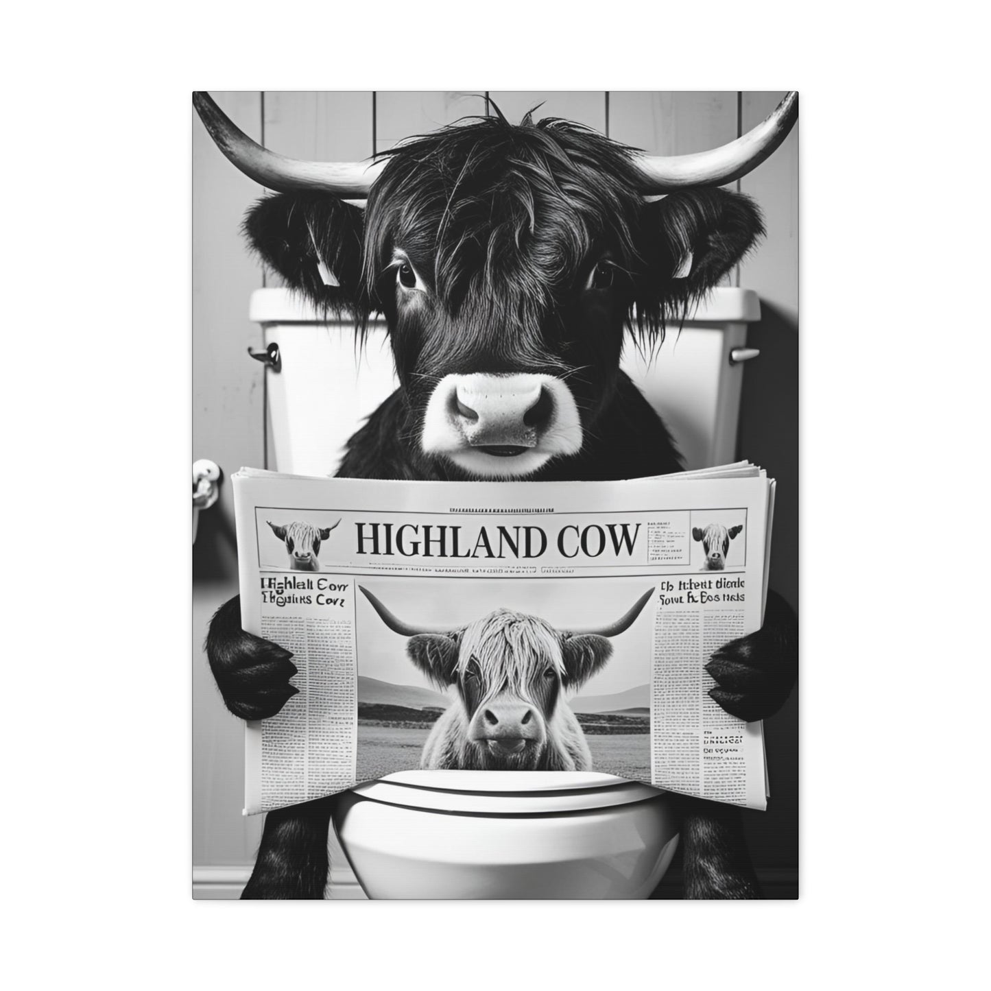 Highland Cow Toilet Funny Art