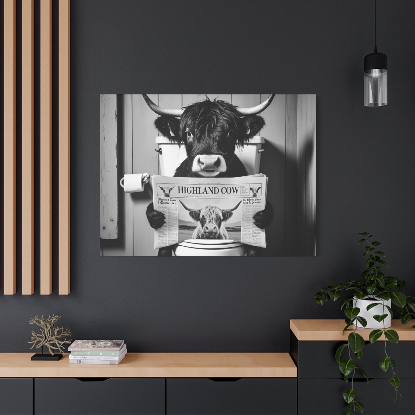Highland Cow Toilet Funny Art