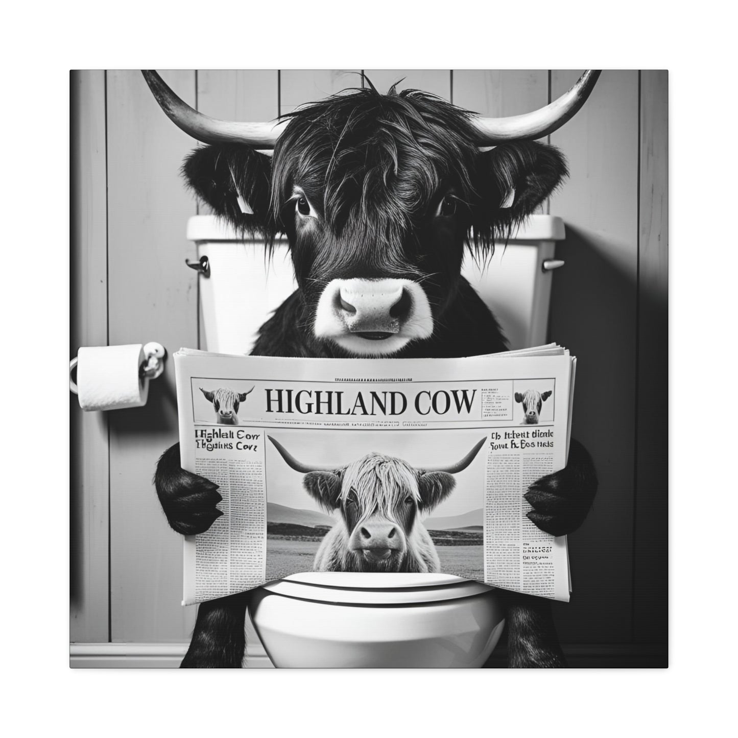 Highland Cow Toilet Funny Art