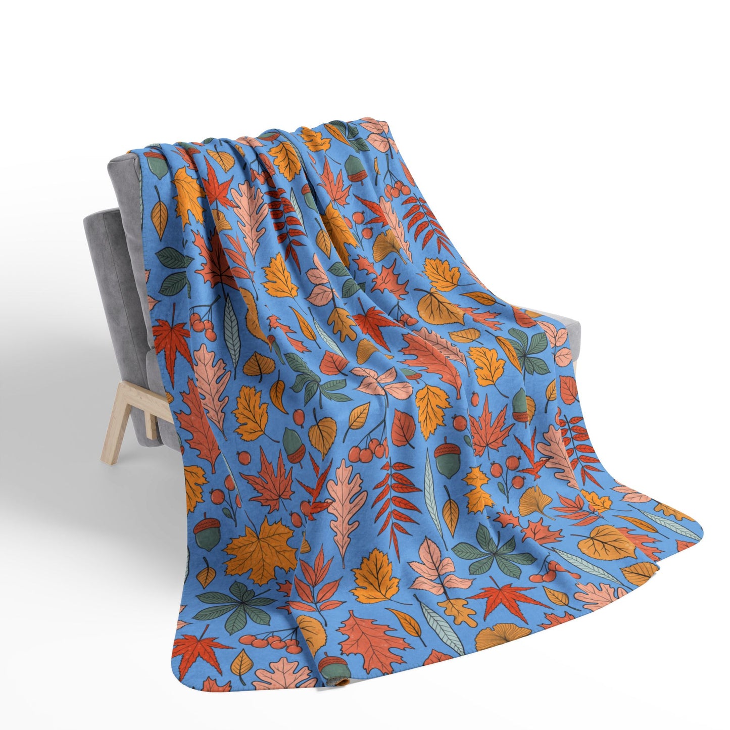 Autumn Leaves Fleece Sherpa Blanket