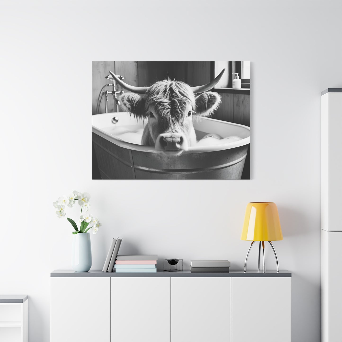 Highland Cow Bubbles Wall Art