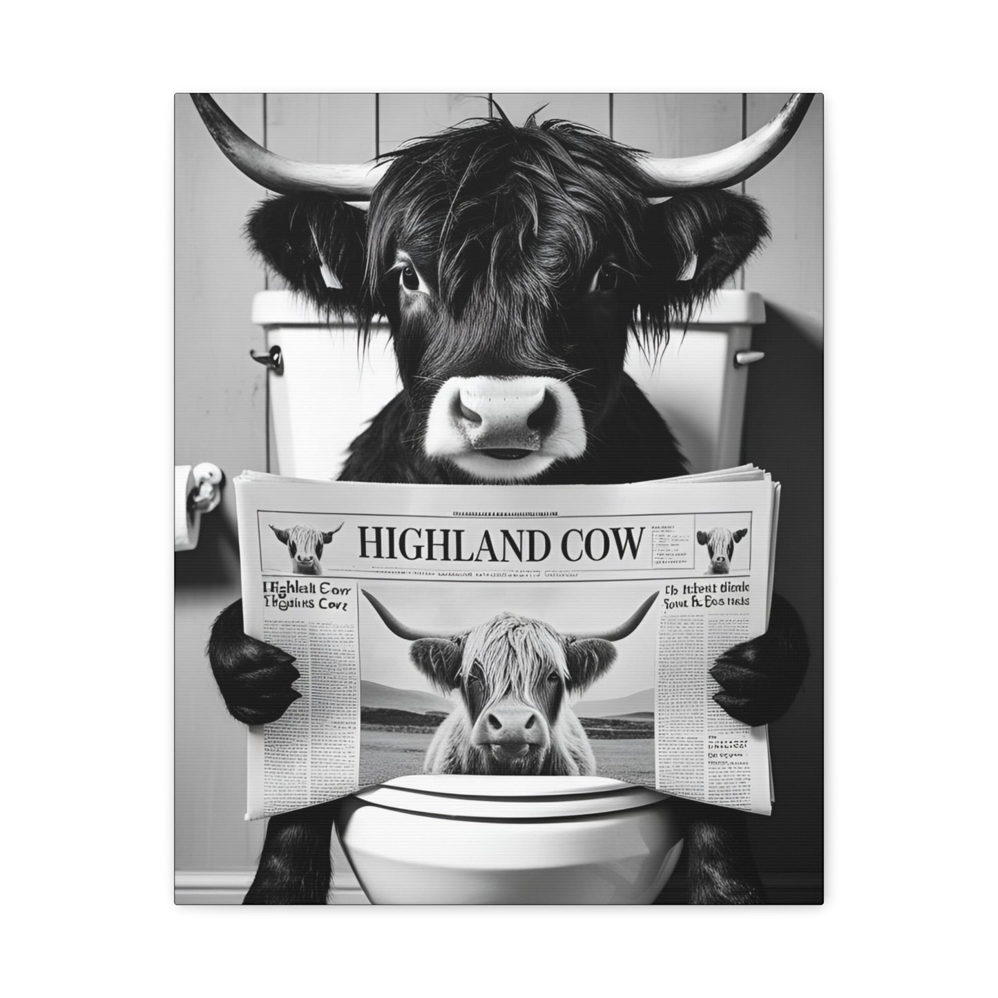 Highland Cow Toilet Funny Art