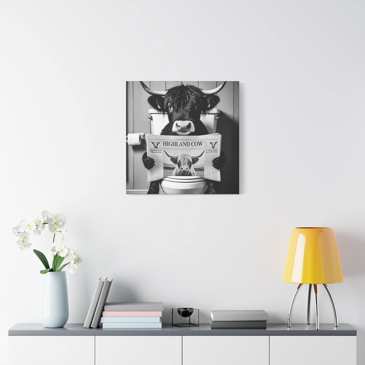 Highland Cow Toilet Funny Art