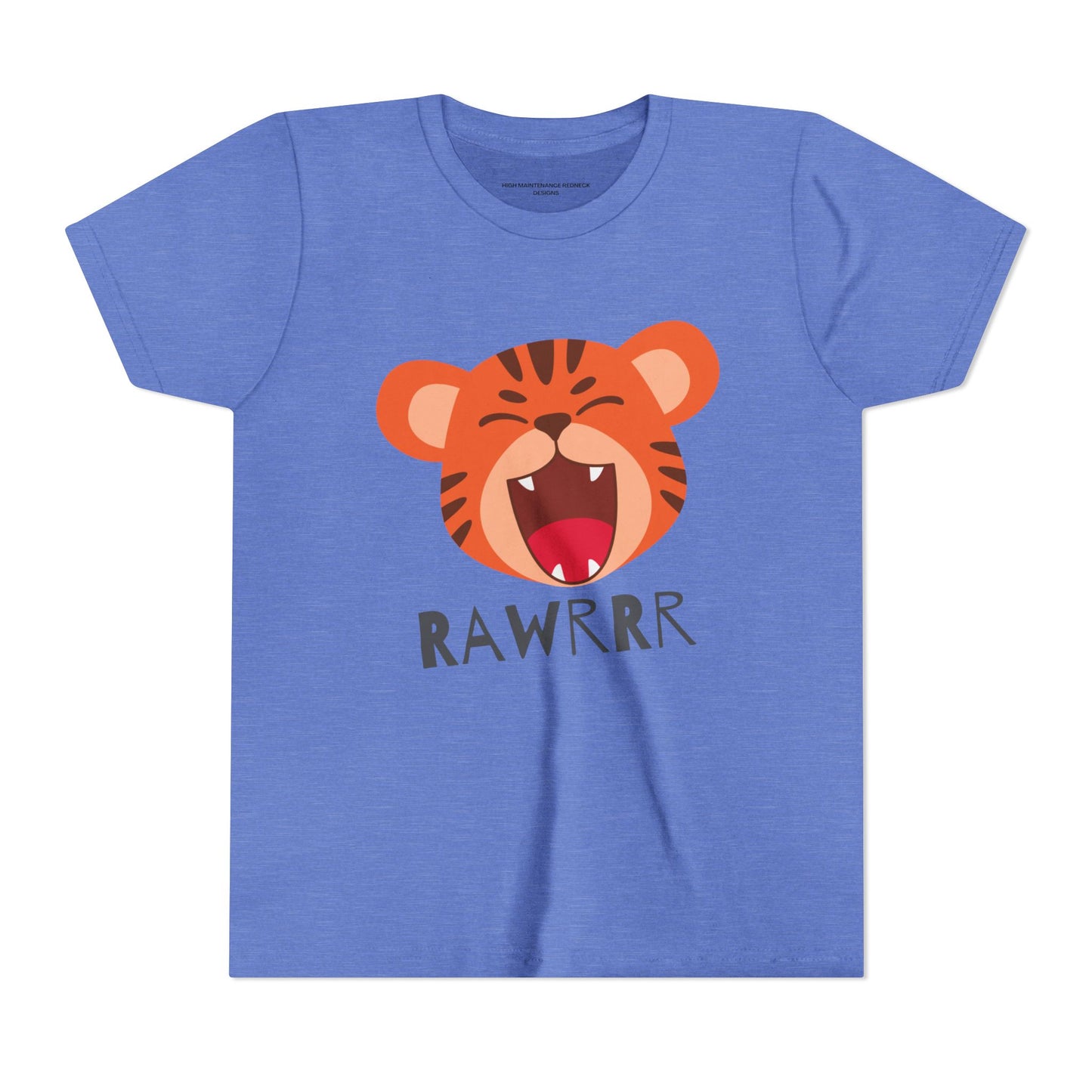 Cute Tiger RAWR Short Sleeve Tee for Kids, Fun Summer Shirt, Animal T-Shirt, Birthday Gift, Playdate Clothing