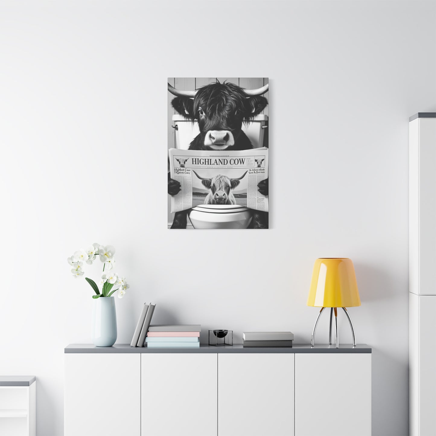 Highland Cow Toilet Funny Art