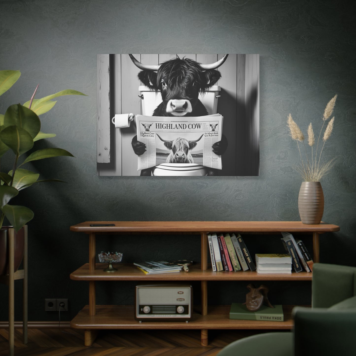 Highland Cow Toilet Funny Art