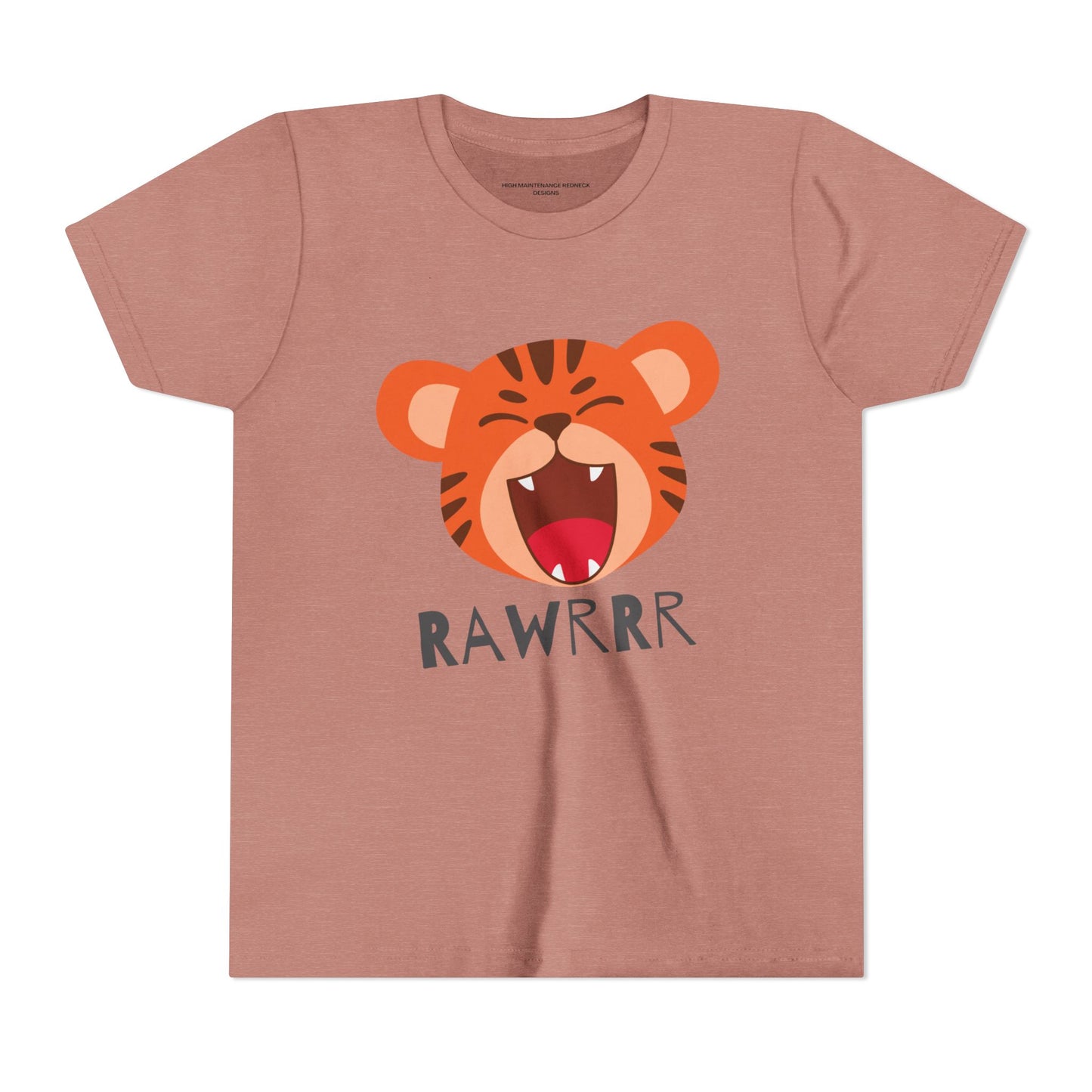 Cute Tiger RAWR Short Sleeve Tee for Kids, Fun Summer Shirt, Animal T-Shirt, Birthday Gift, Playdate Clothing