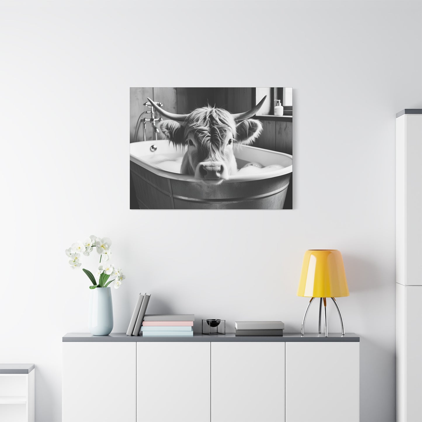 Highland Cow Bubbles Wall Art