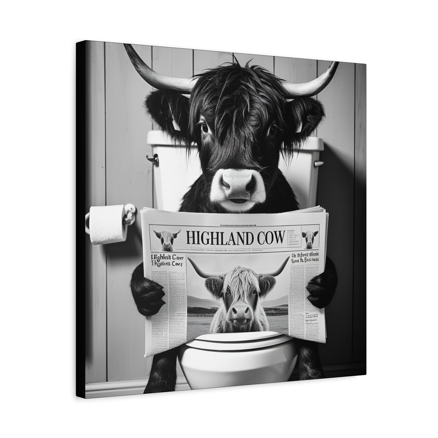 Highland Cow Toilet Funny Art