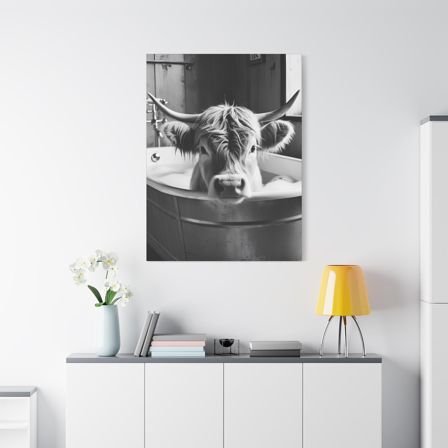 Highland Cow Bubbles Wall Art