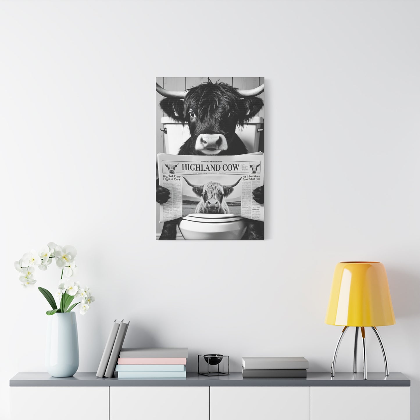 Highland Cow Toilet Funny Art