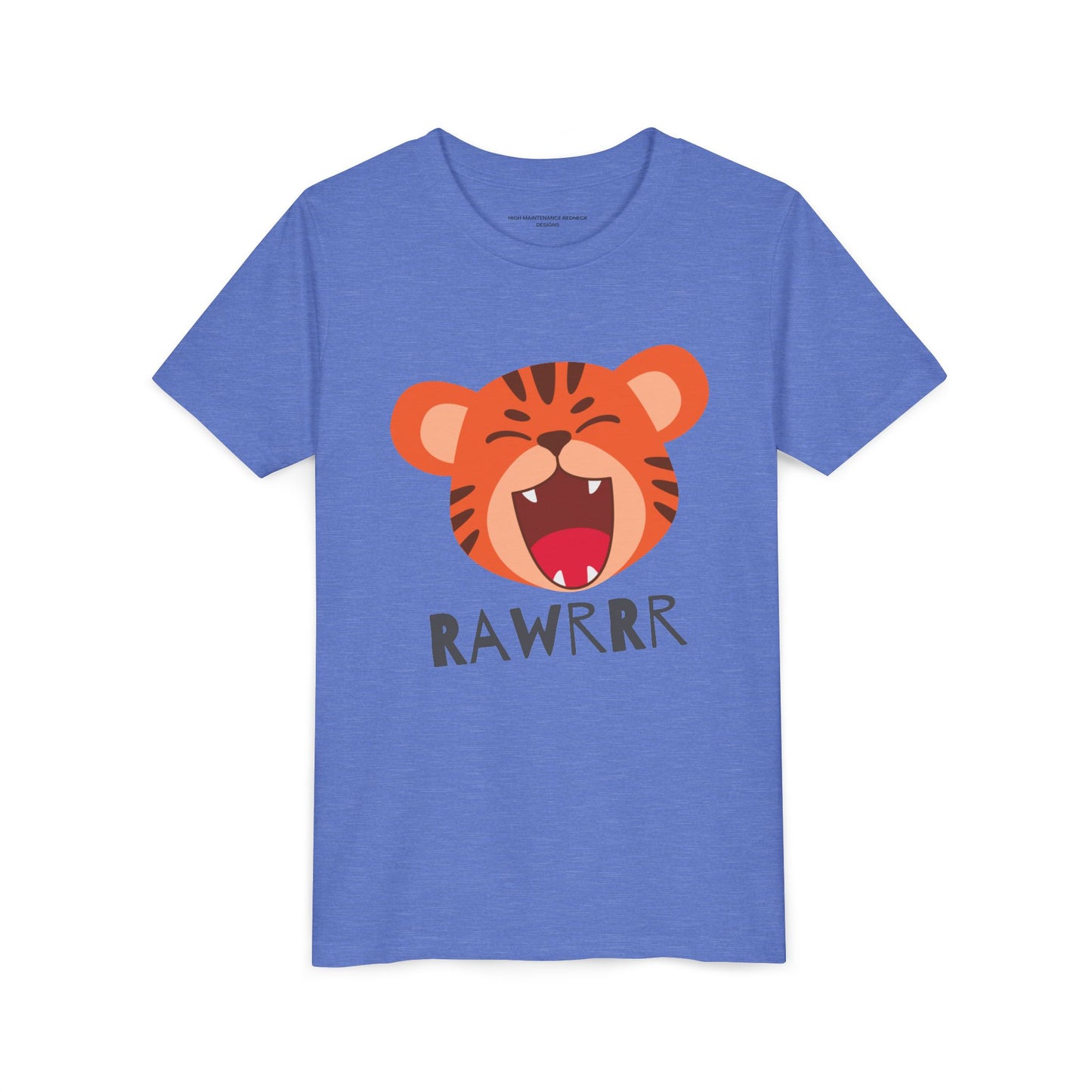 Cute Tiger RAWR Short Sleeve Tee for Kids, Fun Summer Shirt, Animal T-Shirt, Birthday Gift, Playdate Clothing
