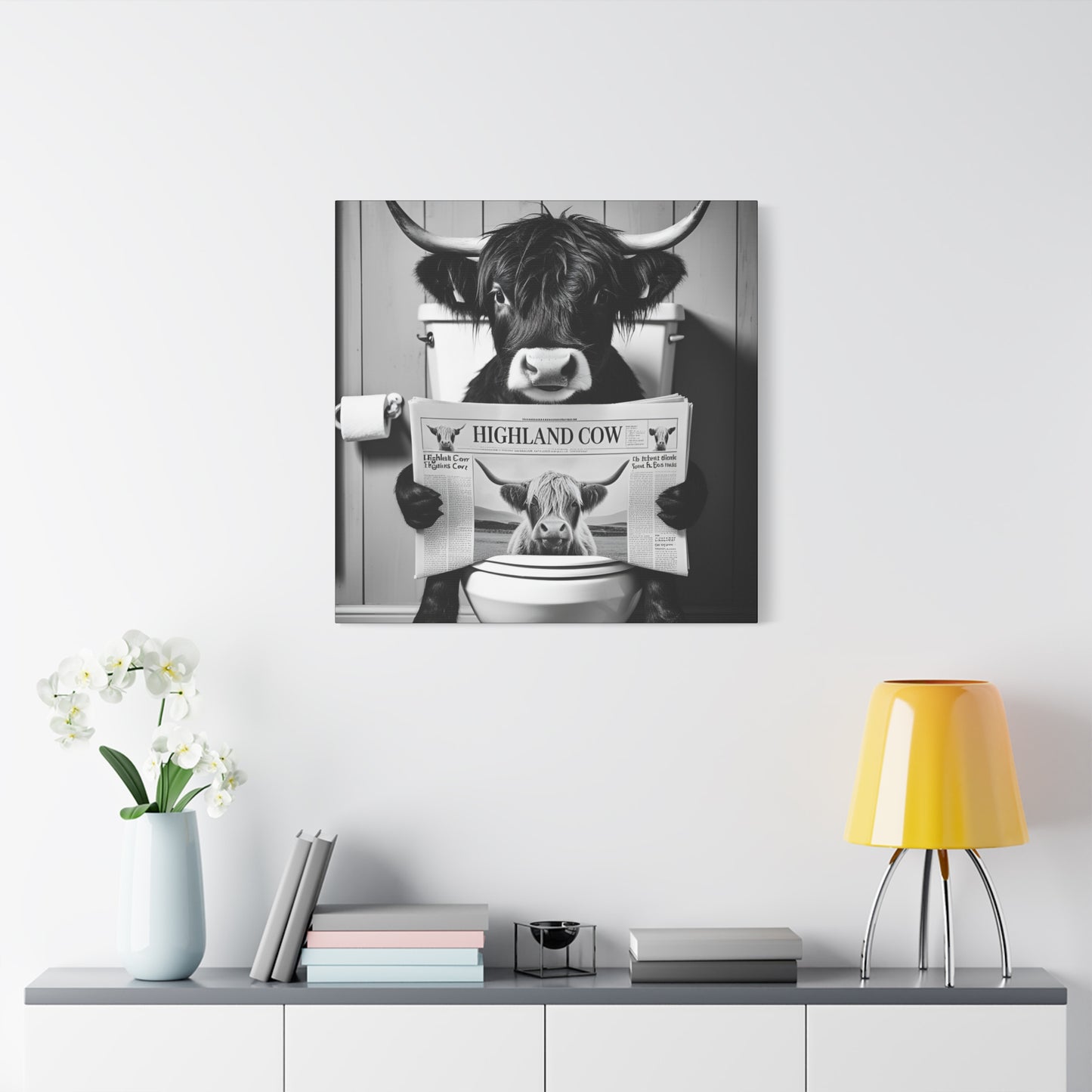 Highland Cow Toilet Funny Art
