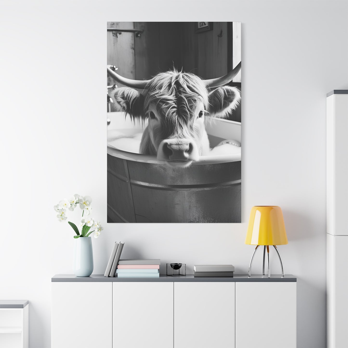 Highland Cow Bubbles Wall Art