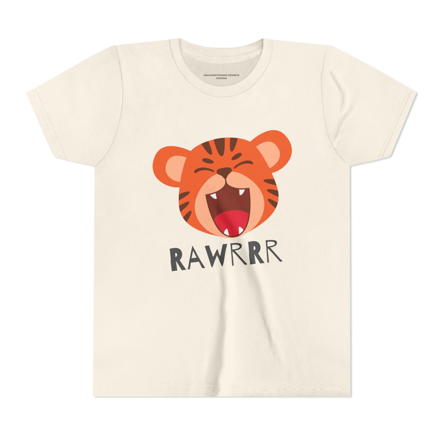 Cute Tiger RAWR Short Sleeve Tee for Kids, Fun Summer Shirt, Animal T-Shirt, Birthday Gift, Playdate Clothing