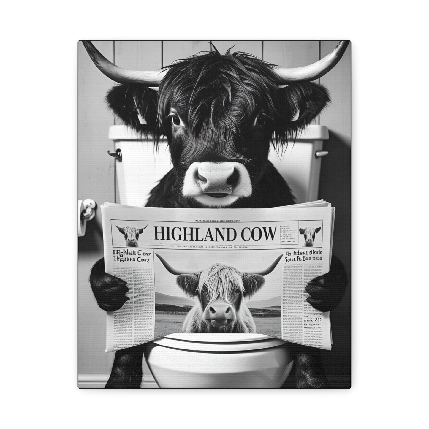 Highland Cow Toilet Funny Art