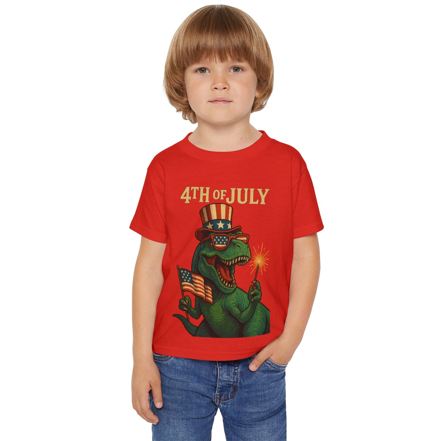 Dinosaur Boy's 4th of July Toddler T-Shirt, Kids Independence Day Tee, Patriotic Dino Shirt, Funny Toddler Clothing, Baby Boy Gift
