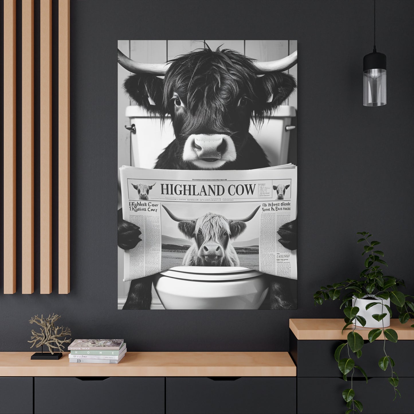 Highland Cow Toilet Funny Art