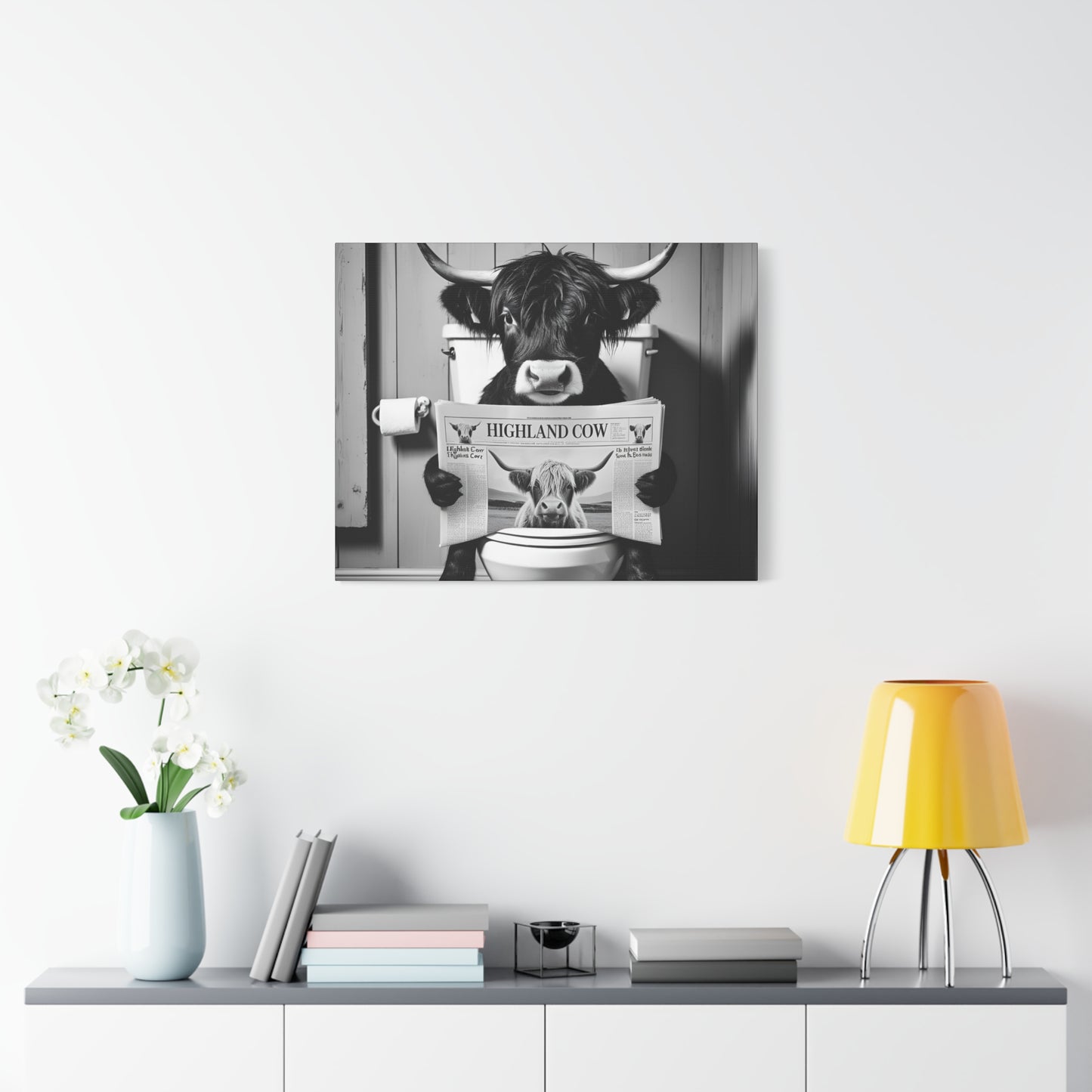 Highland Cow Toilet Funny Art