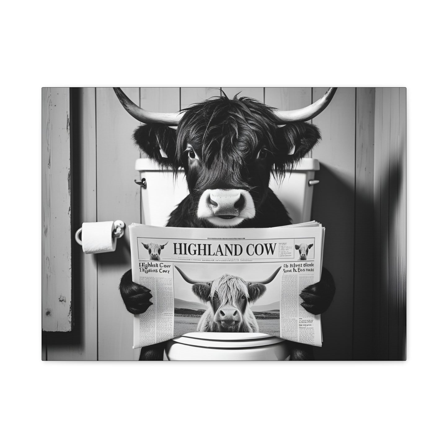 Highland Cow Toilet Funny Art