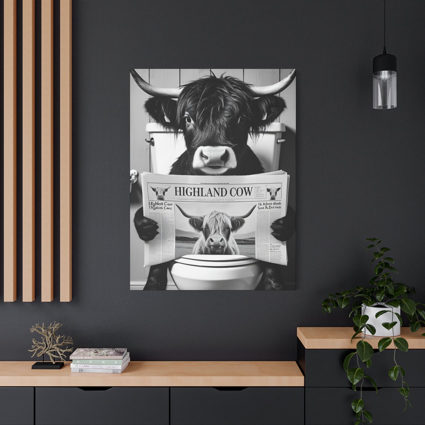 Highland Cow Toilet Funny Art