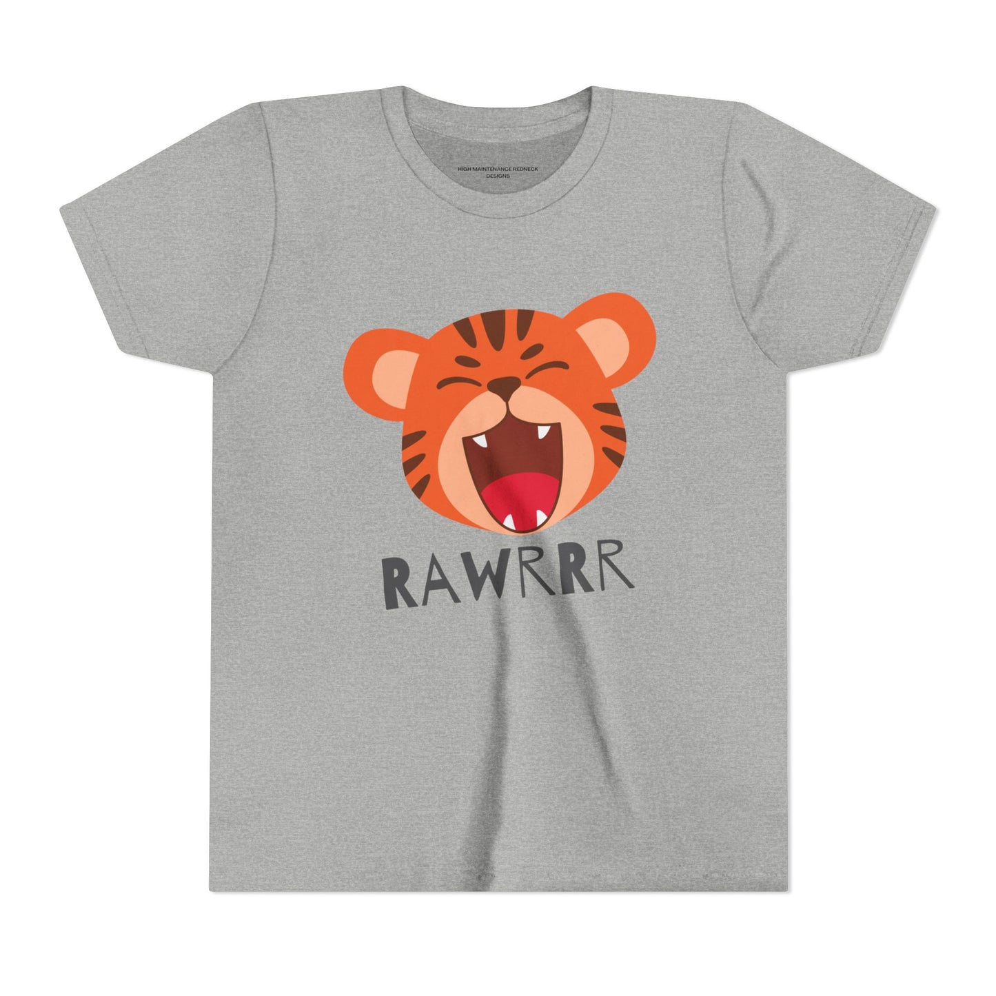 Cute Tiger RAWR Short Sleeve Tee for Kids, Fun Summer Shirt, Animal T-Shirt, Birthday Gift, Playdate Clothing