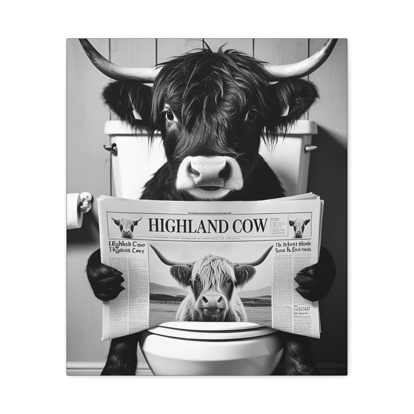 Highland Cow Toilet Funny Art