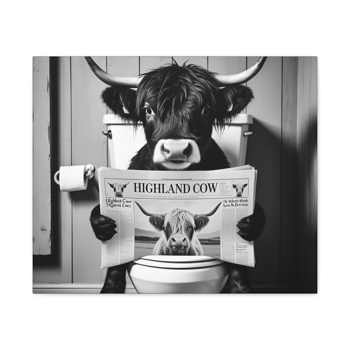 Highland Cow Toilet Funny Art